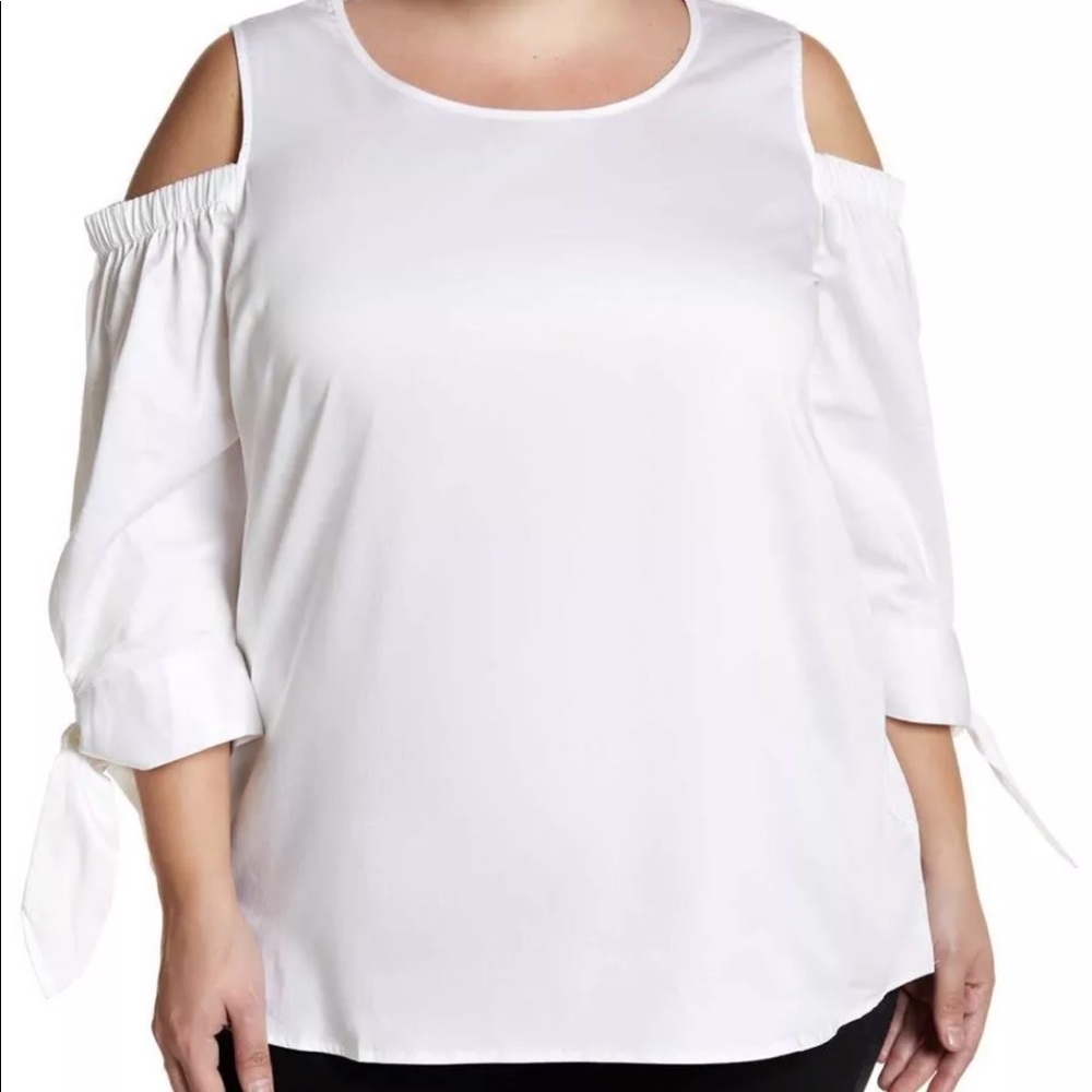 COMO VINTAGE White cotton Cold Shoulder Tunic NWT